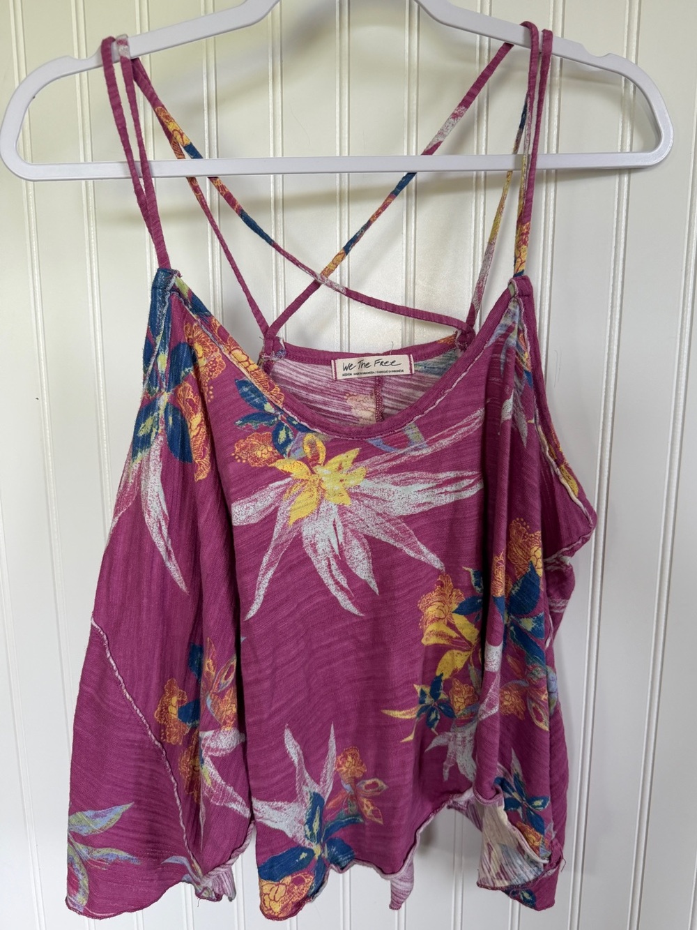 We‎ The Free Floral Camisole in Magenta with Yellow & Blue Accents Women’s M